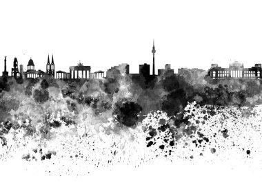 Siyah suluboya Berlin siluetinin
