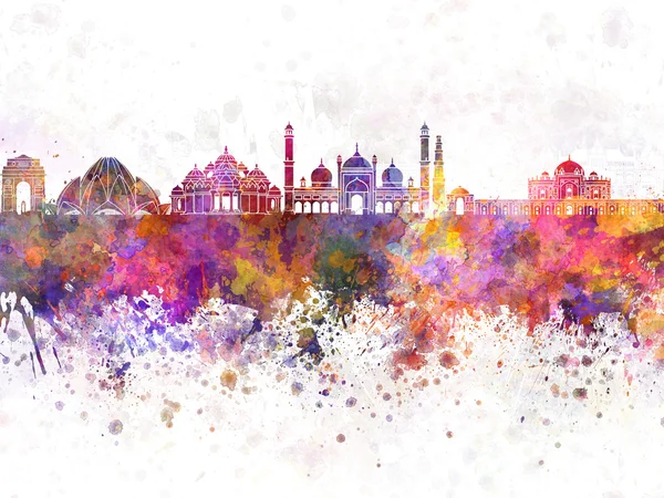 Delhi panoramę w tle akwarela — Zdjęcie stockowe