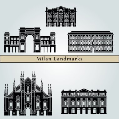 Milan landmarks and monuments clipart