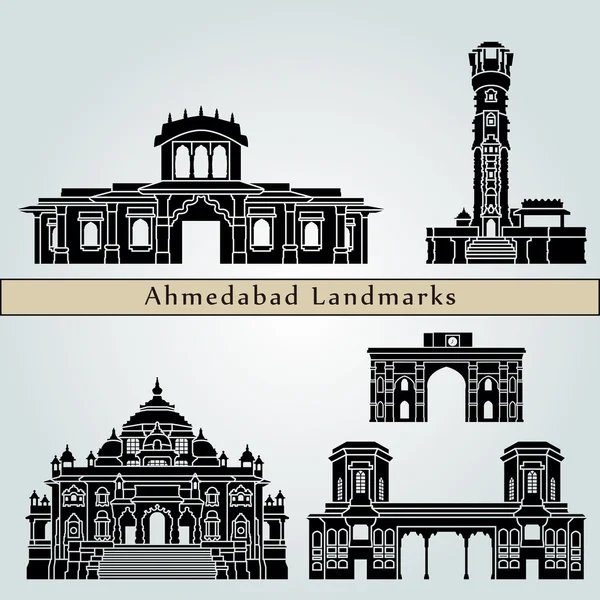 Ahmedabad simge ve anıtlar — Stok Vektör