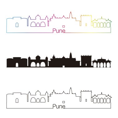 Pune skyline linear style with rainbow clipart