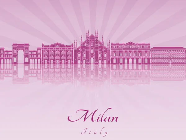 Skyline de Milán en orquídea radiante púrpura — Archivo Imágenes Vectoriales