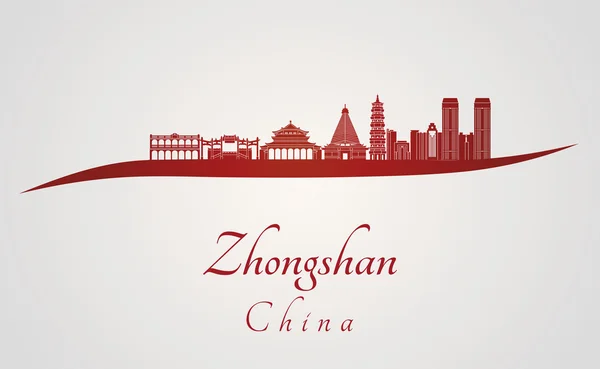 Skyline Zhongshan in rosso — Vettoriale Stock