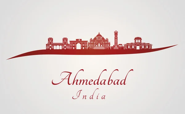 Panoramę Ahmedabad w kolorze czerwonym — Wektor stockowy