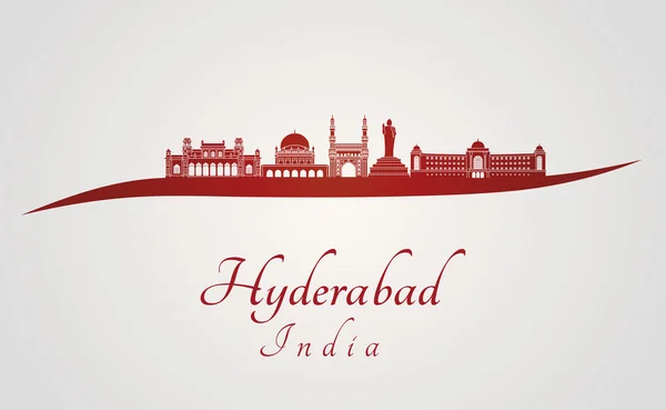 Skyline di Hyderabad in rosso — Vettoriale Stock