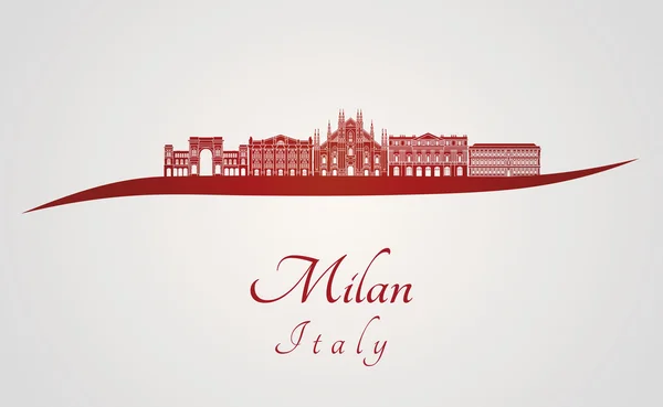 赤でミラノのスカイライン — ストックベクタ