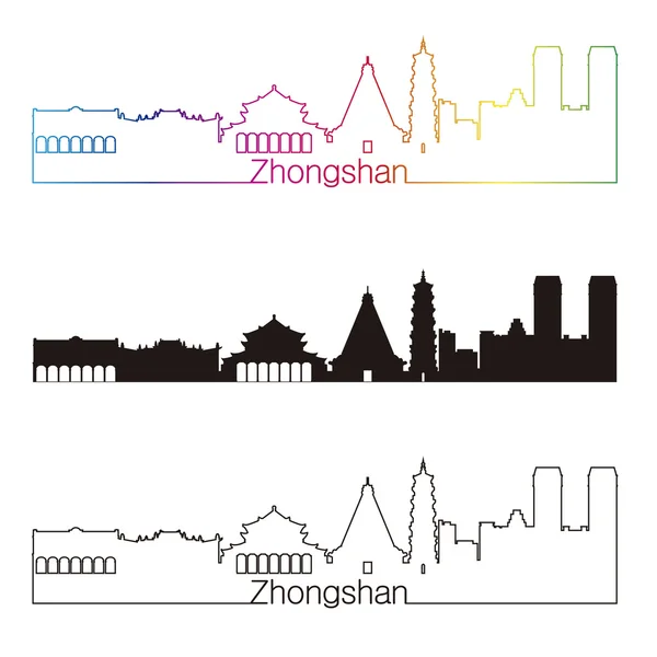 Zhongshan Panorama lineární styl s duhou — Stockový vektor