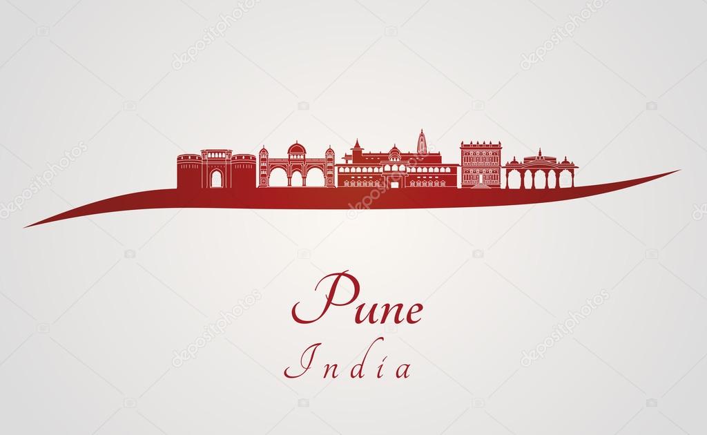 Pune skyline in red
