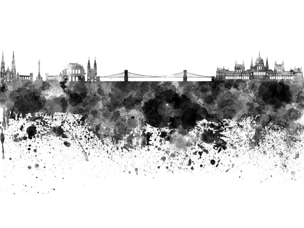 Budapest Skyline in Aquarell auf weißem Hintergrund — Stockfoto