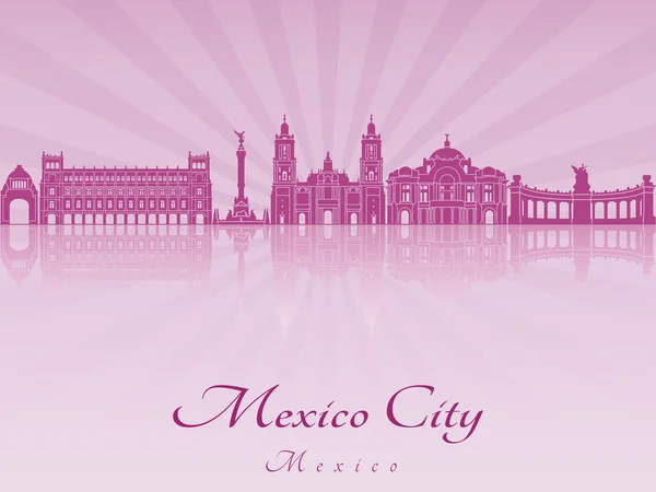 Ciudad de México skyline V2 en orquídea radiante púrpura — Vector de stock