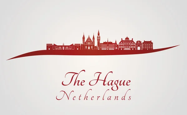 The Hague V2 skyline in red — Stock Vector