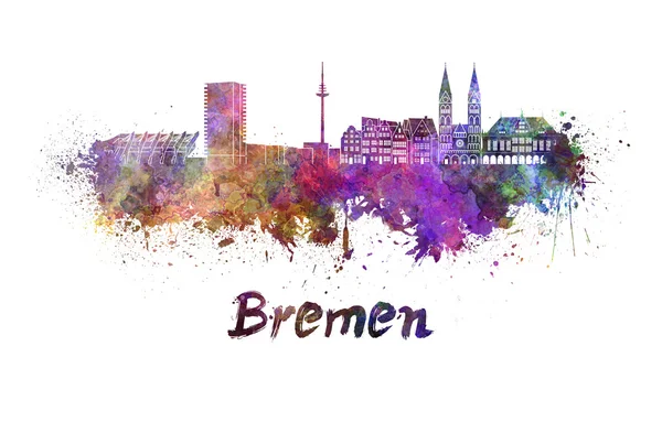 Bremen skyline em aquarela — Fotografia de Stock