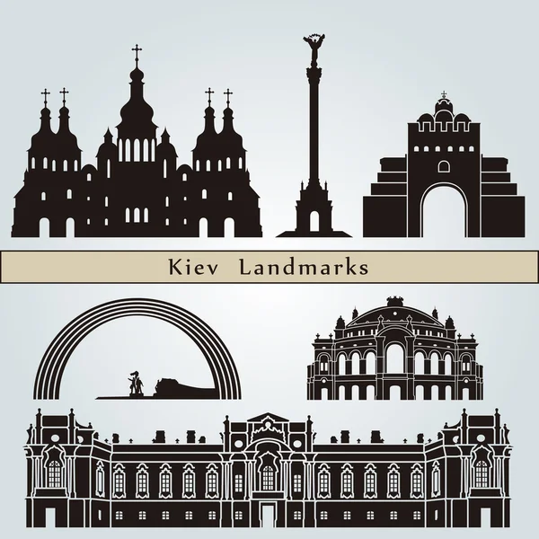 Lugares de interés y monumentos de Kiev — Archivo Imágenes Vectoriales