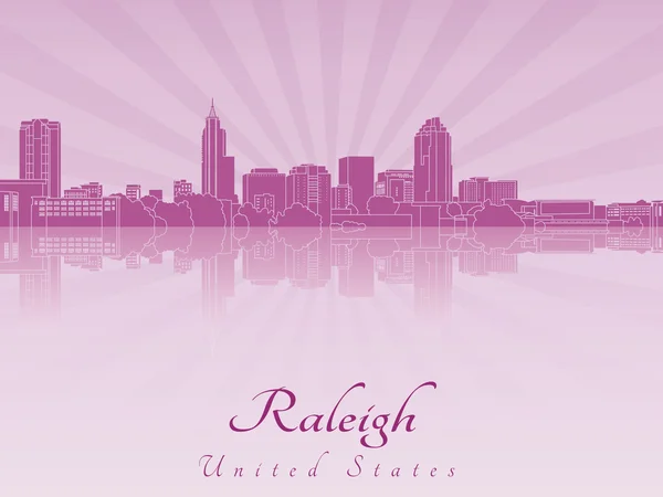 Raleigh Skyline in lila leuchtende Orchidee — Stockvektor