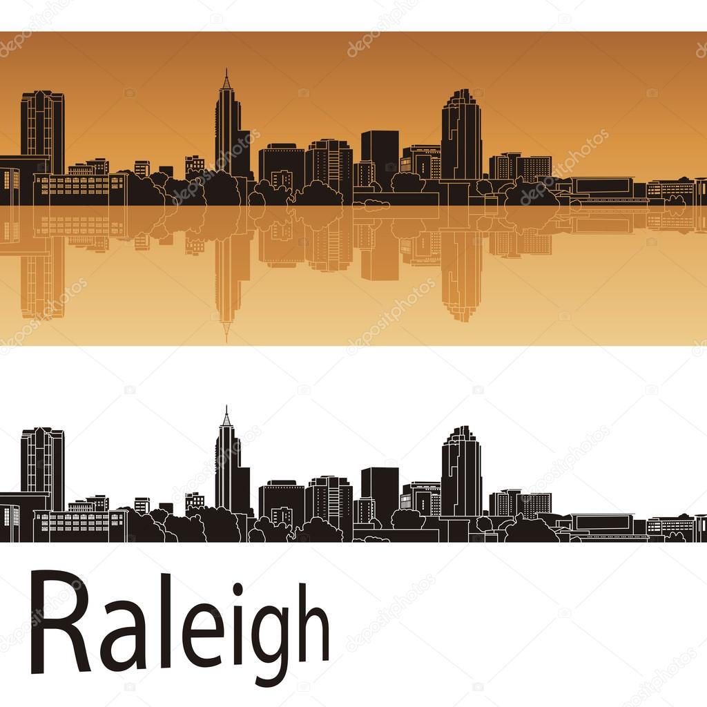Raleigh skyline in orange background