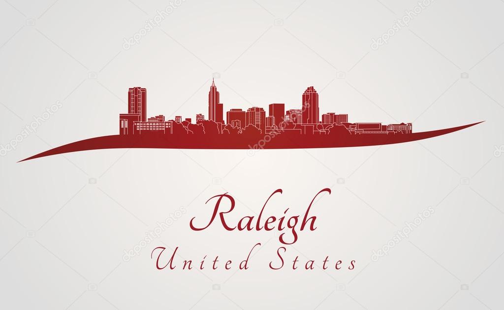 Raleigh skyline in red