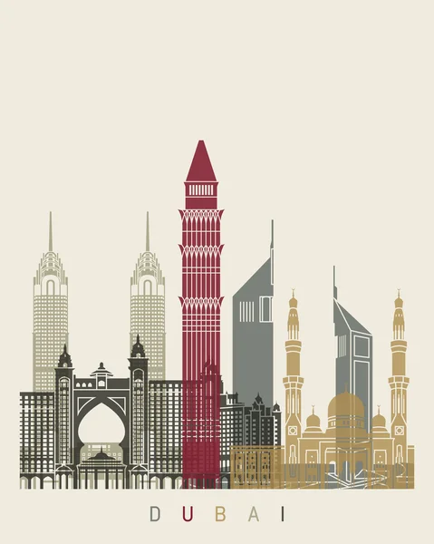 Cartel de skyline de Dubai — Vector de stock