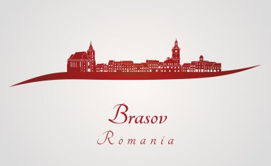 Brasov skyline in red clipart