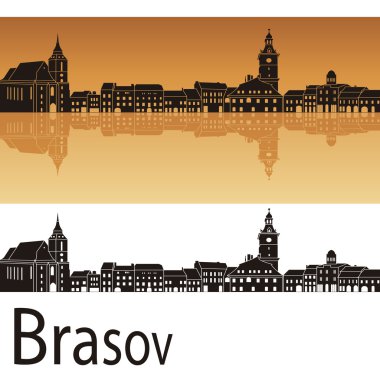 Brasov manzarası turuncu arka planda