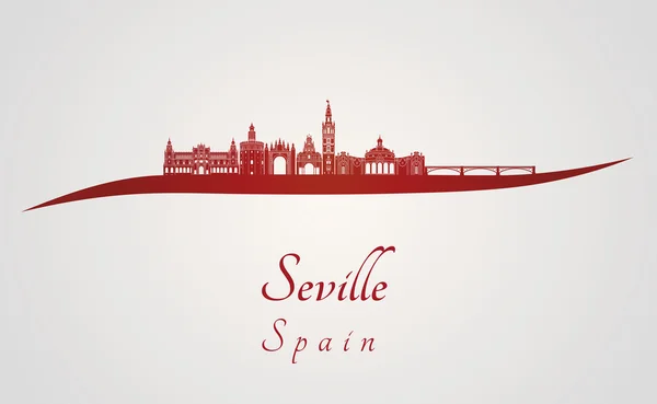 Sevilla V2 skyline i rött — Stock vektor