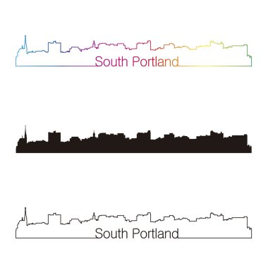 South Portland manzarası doğrusal stiliyle gökkuşağı
