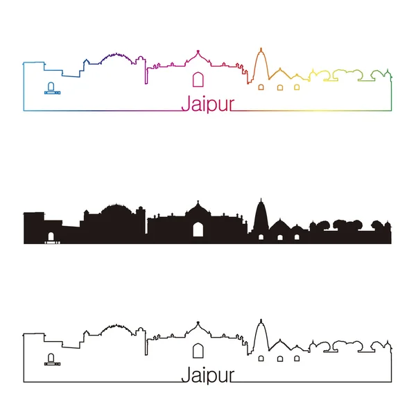 Jaipur skyline lineaire stijl met regenboog — Stockvector