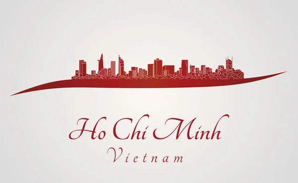 Ho Chi Minh skyline i rött — Stock vektor