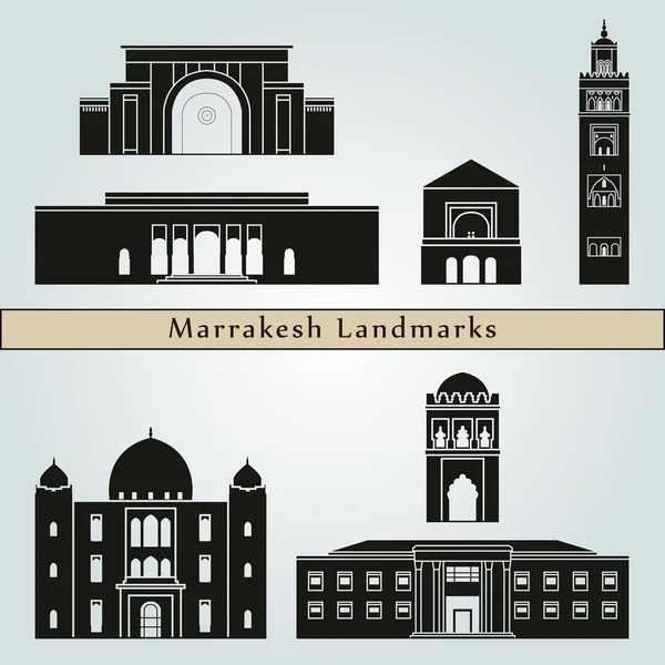 Marrakech Lugares de interés y monumentos — Vector de stock