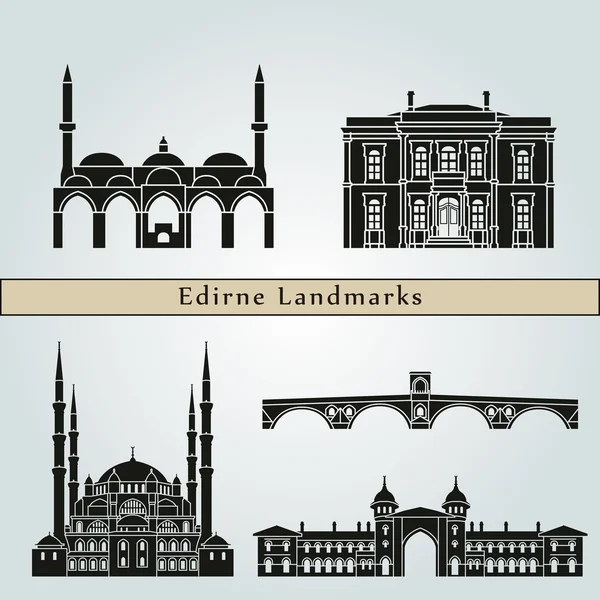 Edirne Landmarks and Monuments — Stock Vector