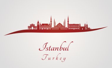 İstanbul siluetinin kırmızı