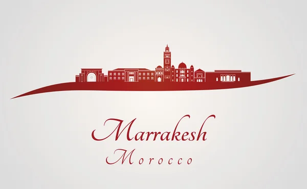 Marrakech skyline-piros — Stock Vector