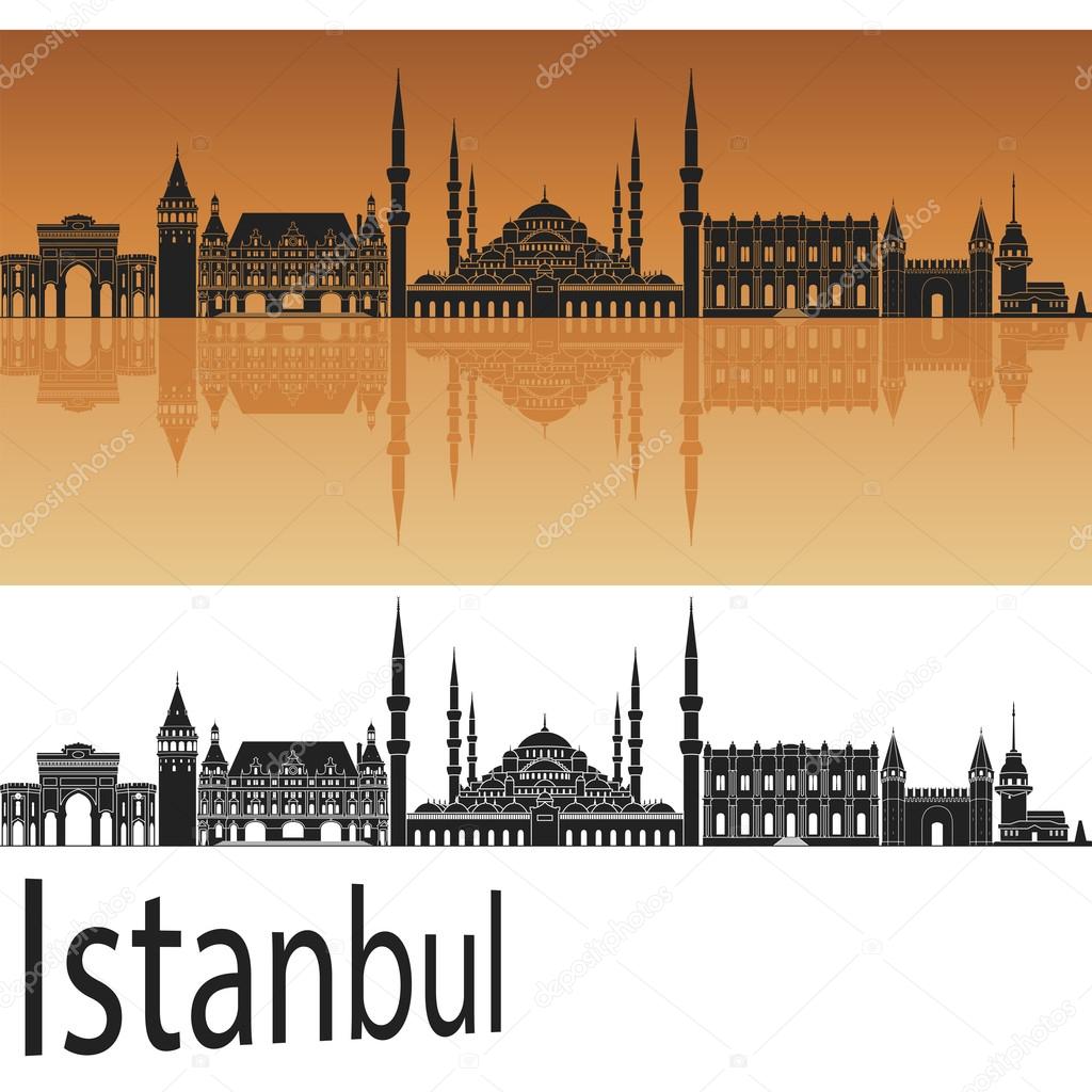 Istanbul skyline in orange