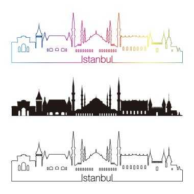 rainbow ile İstanbul manzarası doğrusal tarzı