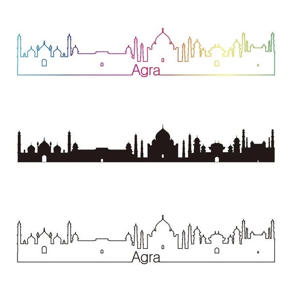 Agra Panorama lineární styl s duhou — Stockový vektor