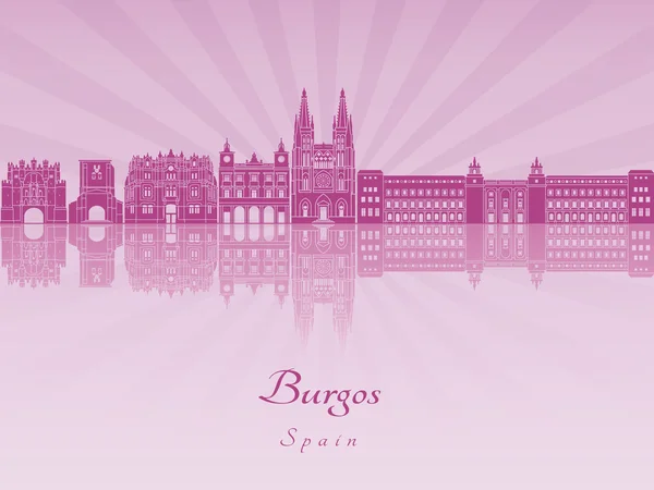 Skyline Burgos en orchidée rayonnante violette — Image vectorielle