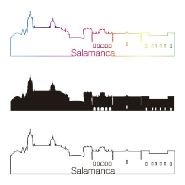 Salamanca manzarası doğrusal stiliyle gökkuşağı