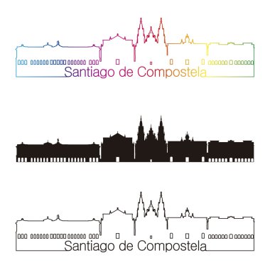 Santiago de Compostela manzarası doğrusal stiliyle gökkuşağı