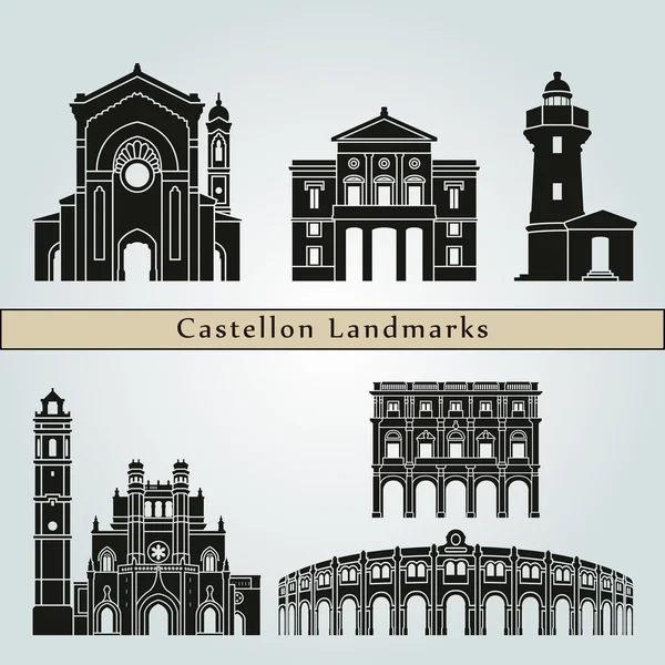 Wahrzeichen und Monumente von Castellon — Stockvektor