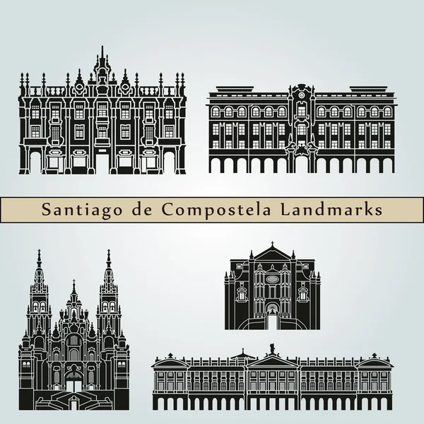 Santiago de Compostela tereptárgyak — Stock Vector