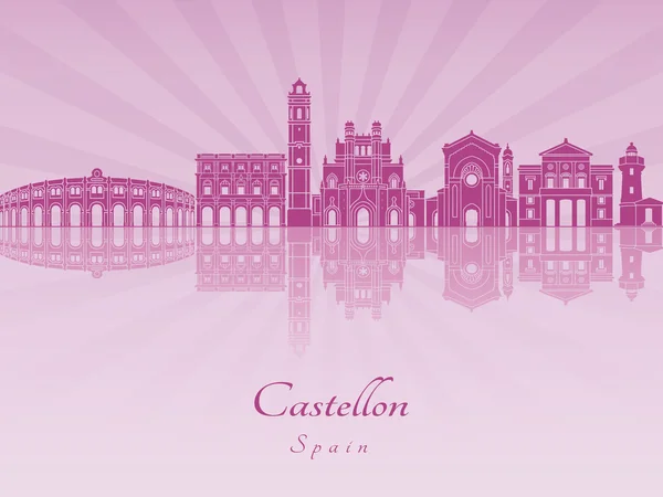 Castellon skyline in purple radiant orchid — Stock Vector