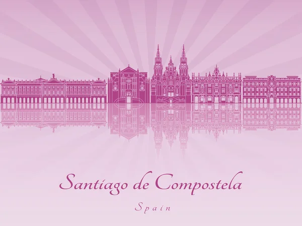 Santiago de Compostela silhuett i lila strålande orchid — Stock vektor