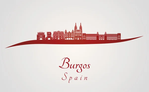 Burgos skyline in red — Stock Vector