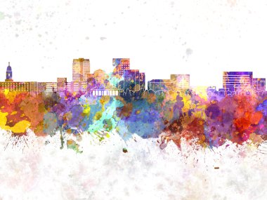 Evansville skyline in watercolor background clipart