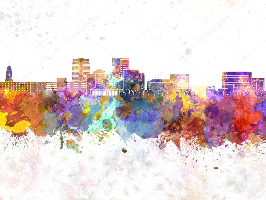 Evansville skyline in watercolor background