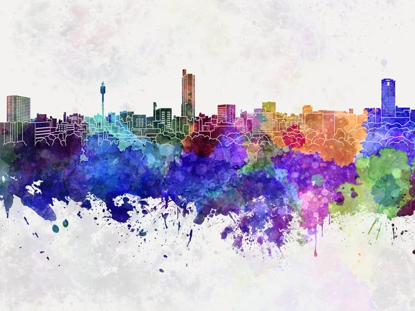 Niigata skyline in watercolor background — Stock Photo, Image