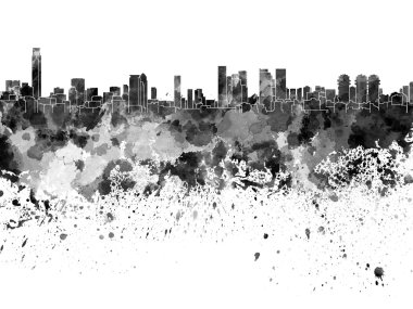 Tel Aviv manzarası içinde siyah suluboya