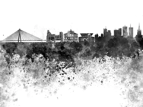 Warsaw skyline in black watercolor — Stock Photo, Image