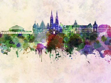 Wroclaw manzarası suluboya arka planda