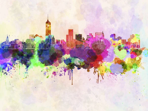 Manhattan skyline in watercolor background — Stock Photo, Image