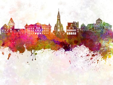 Vaduz manzarası suluboya arka planda